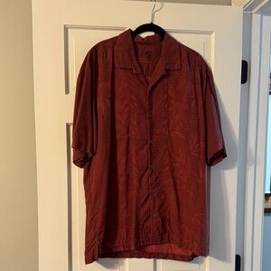 Tommy Bahama Rust Button-Up 100% Silk Shirt size L